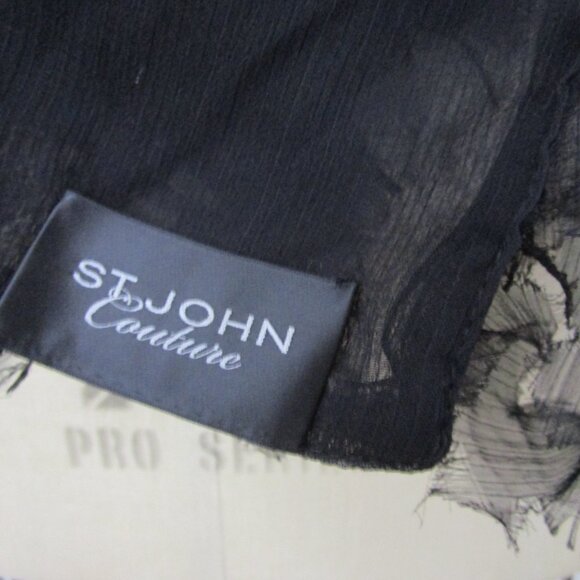 Raw Textured Silk Scarf Layover Wrap Coverup Black - Picture 6 of 9